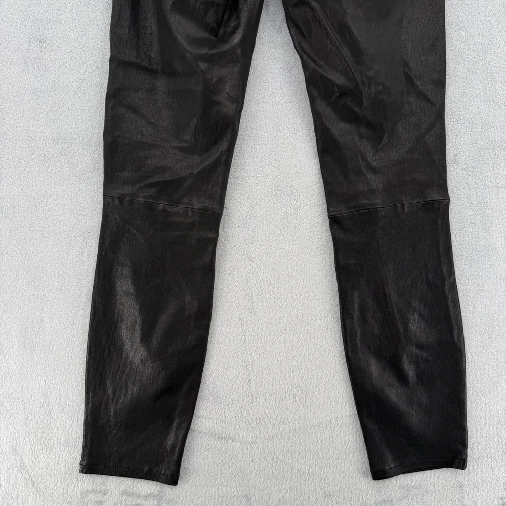 L'Agence Margot Black Coated Skinny Lamb Leather High Rise Pants Size 23 - Picture 13 of 16